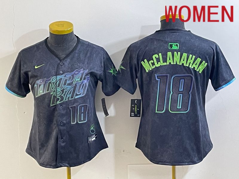Women Tampa Bay Rays #18 Mcclanahan Black City Edition 2024 Nike MLB Jersey style 2->->